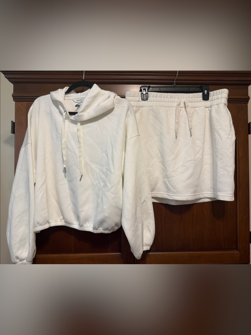 SPANX Women's Cream Hoodie & Skort Set
